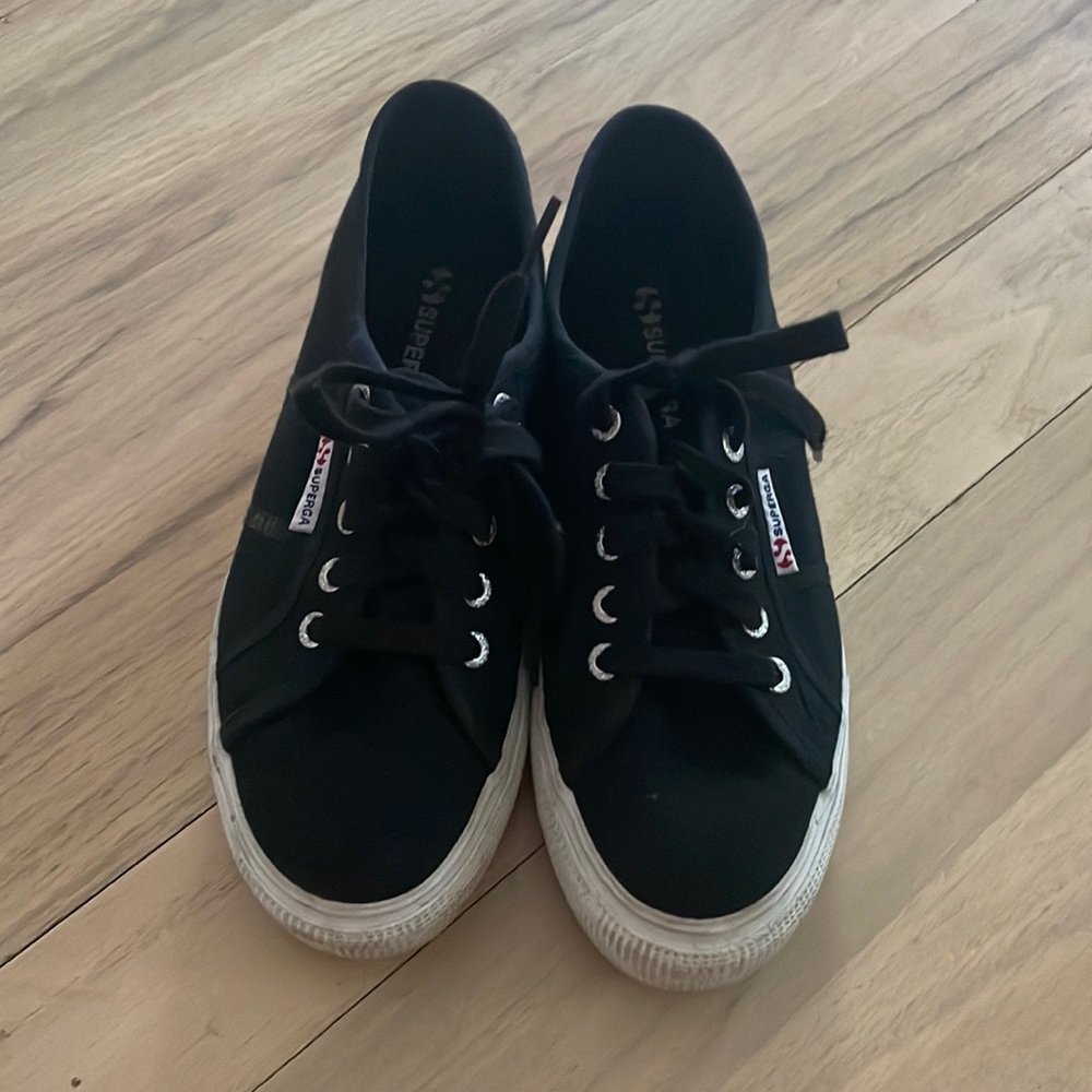 Superga black platform sneakers